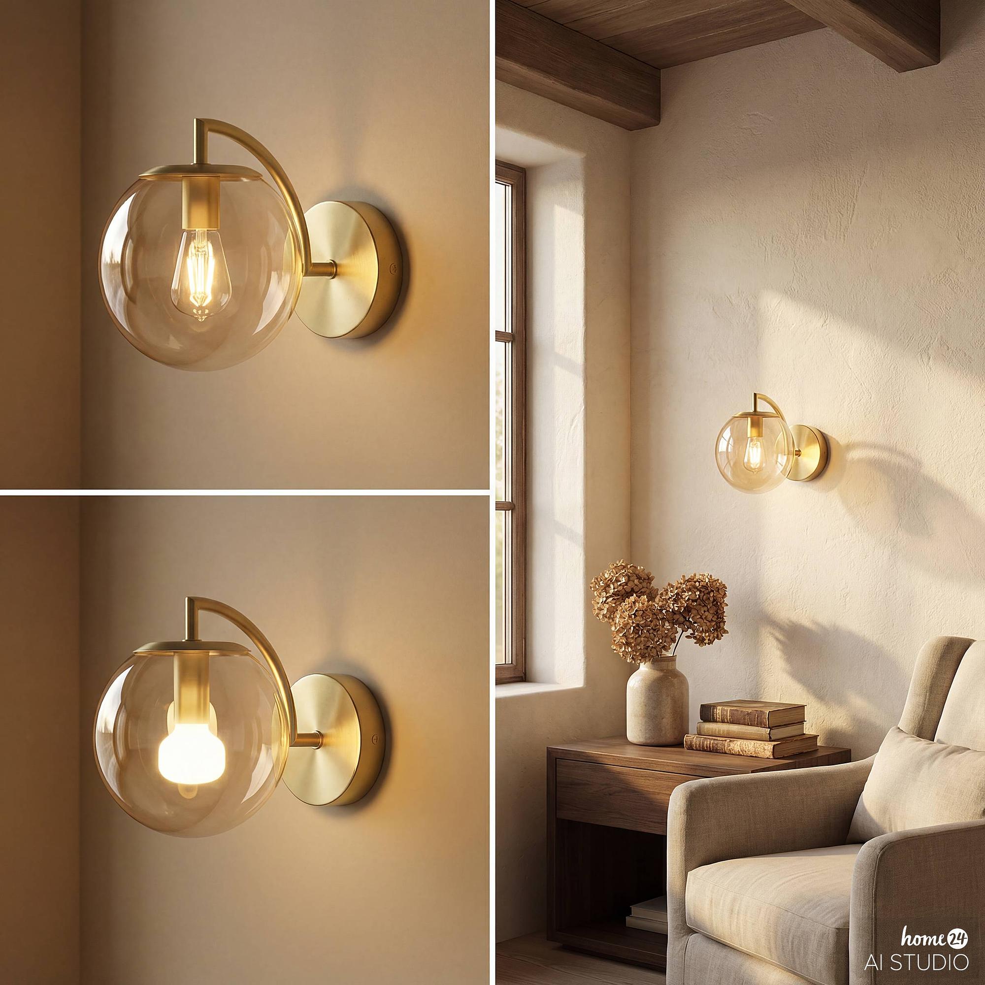 CARTY Wandleuchte 1-flammig Eisen Bernstein 2