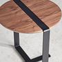 Round side table walnut steel 4