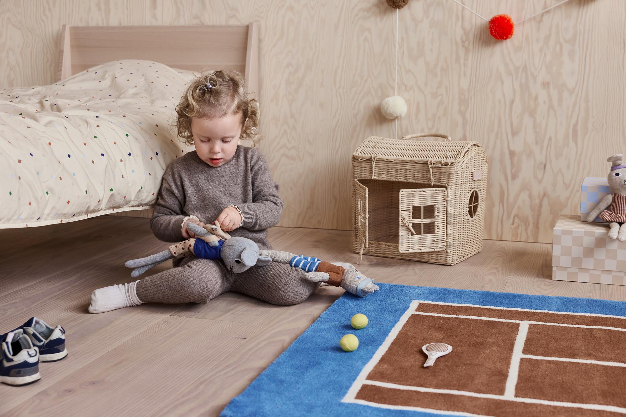 Nuni Tennismaus Kuscheltier Baumwolle Grau 1