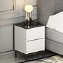 Imaj Nightstand Wood Veneer White Black Gold 4