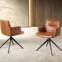 Swiveling chair faux leather brown 2