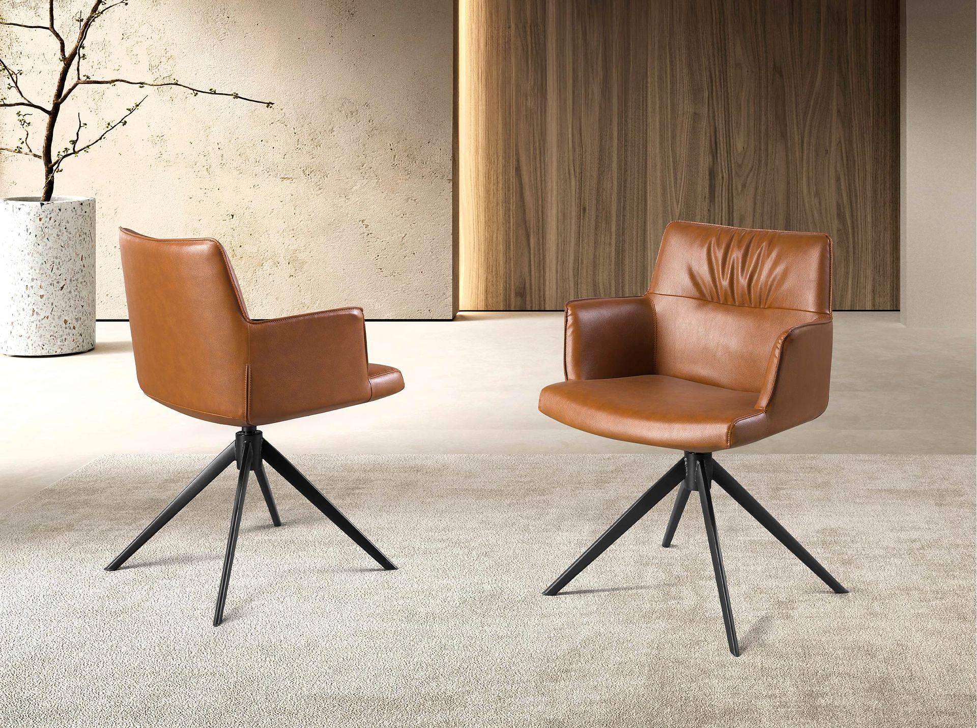 Swiveling chair faux leather brown 2