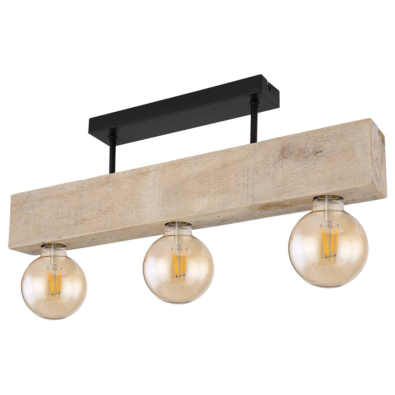 Adalie I Ceiling Light 3-bulb Solid Wood Iron 3