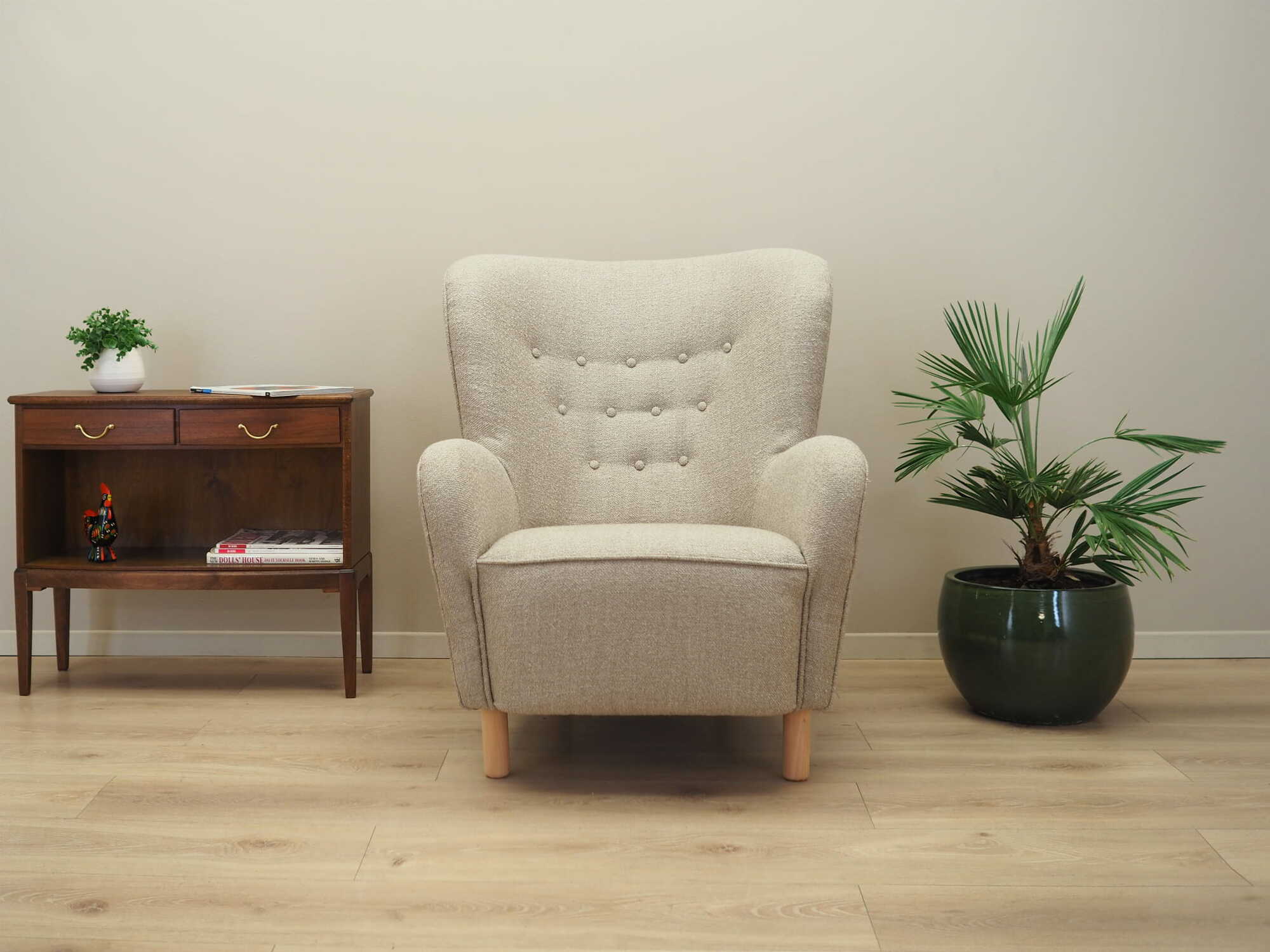 Sessel Textil Holz Beige 1