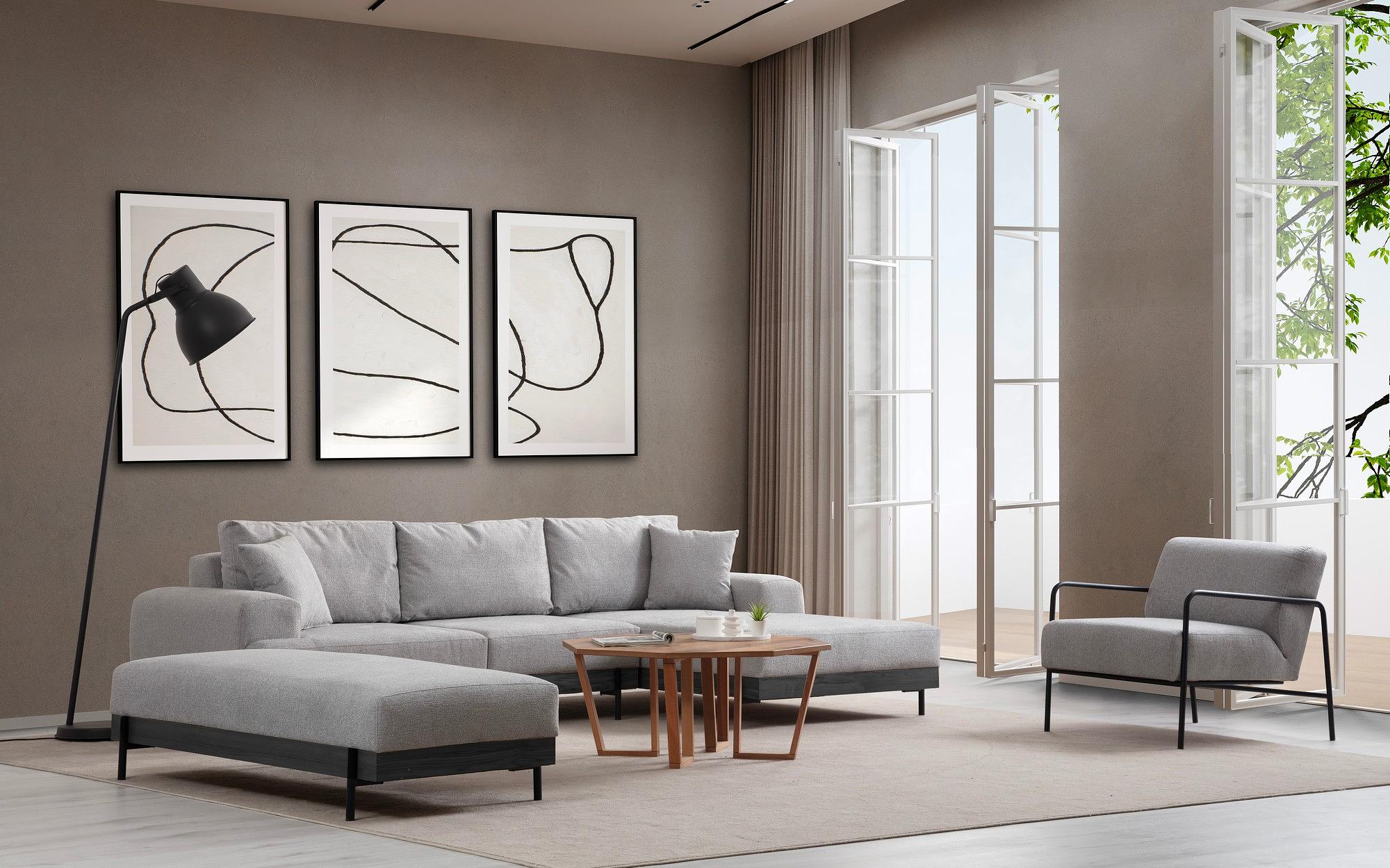 Eti Black Ecksofa Rechts Grau 4