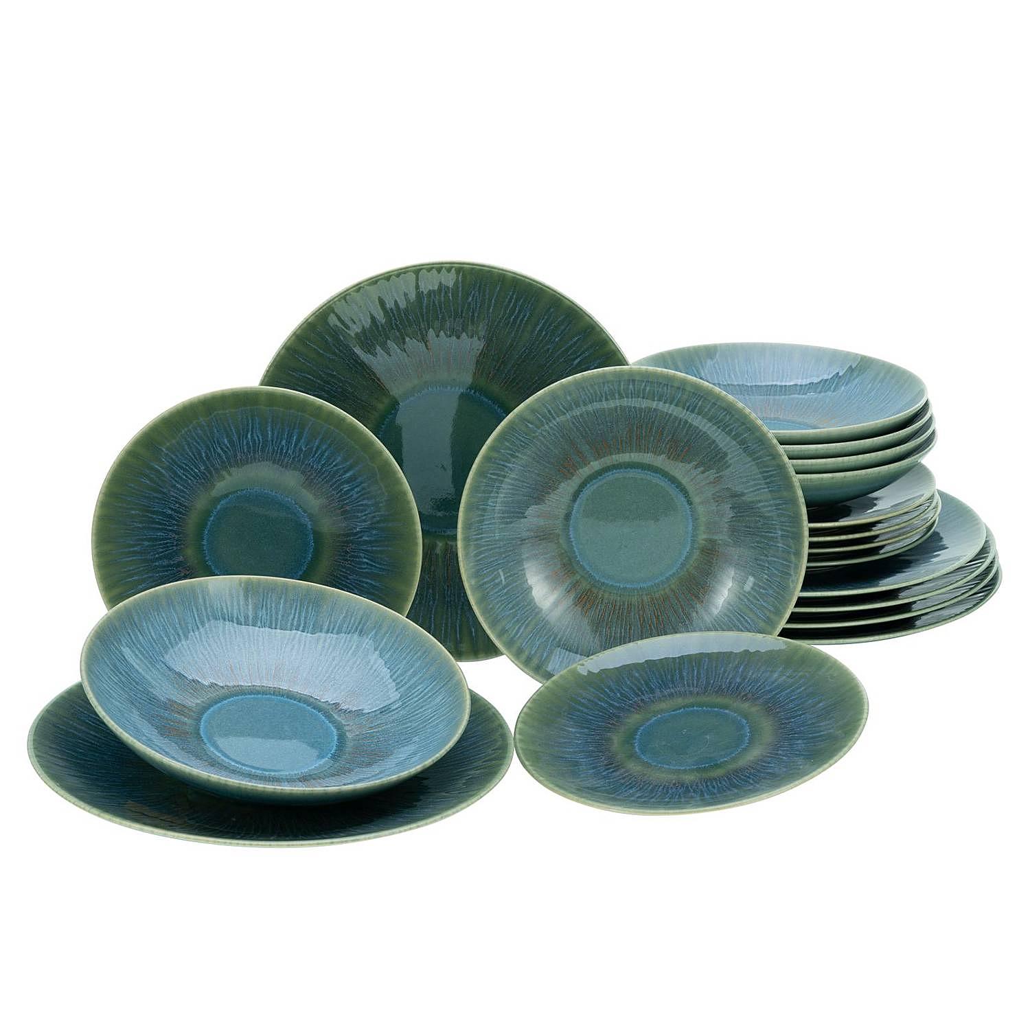 Sea Breeze 18-teiliges Tafelservice Steinzeug Grün 0