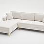Lima Sofa Chaise Longue Left Cream with golden legs 7