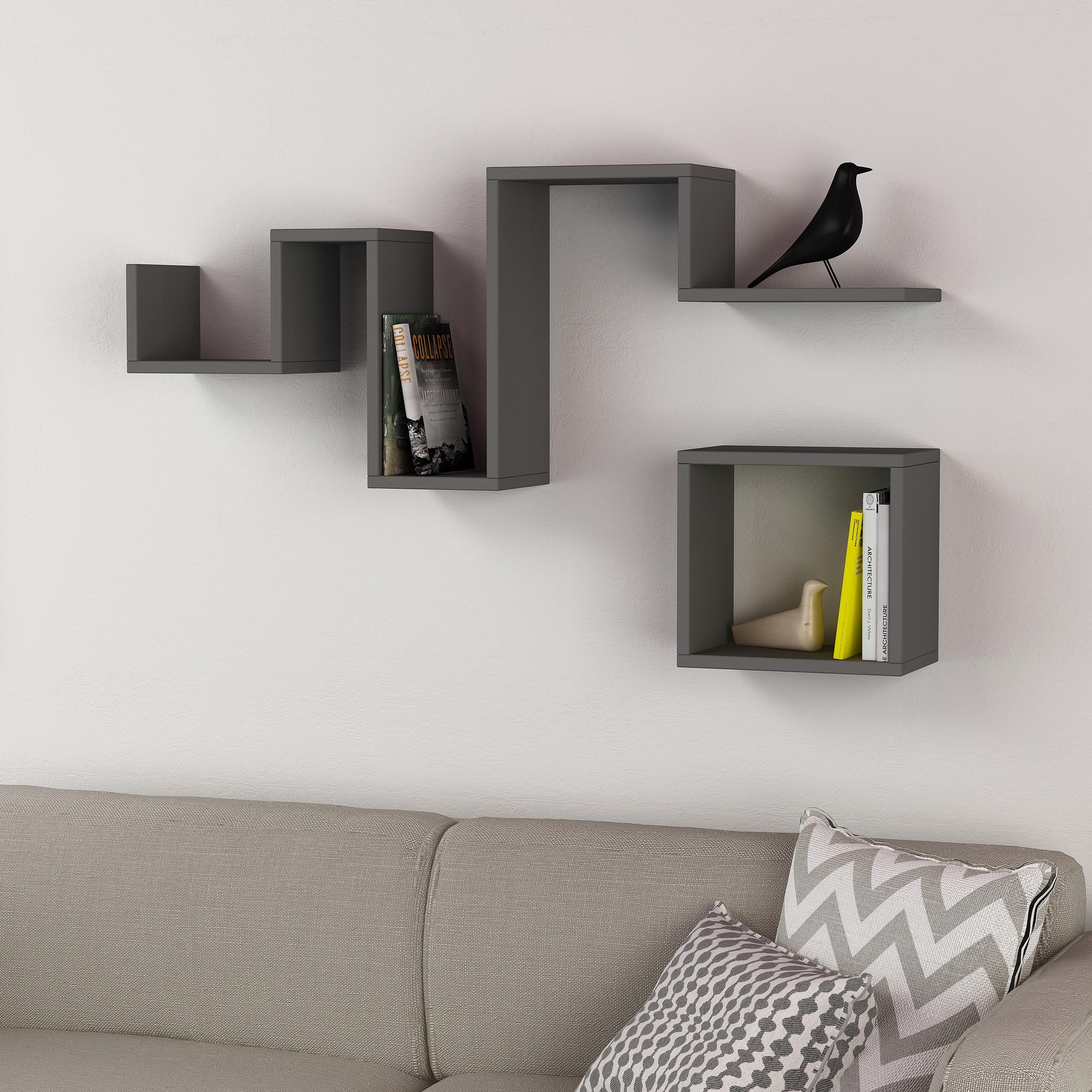 Follow Shelf Wood veneer Anthracite 1