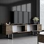 Luxe TV-Schrank Holz Walnuss Silber 4