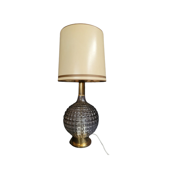 Vintage Tischlampe Kristallfuß Messing 1970er Jahre 0