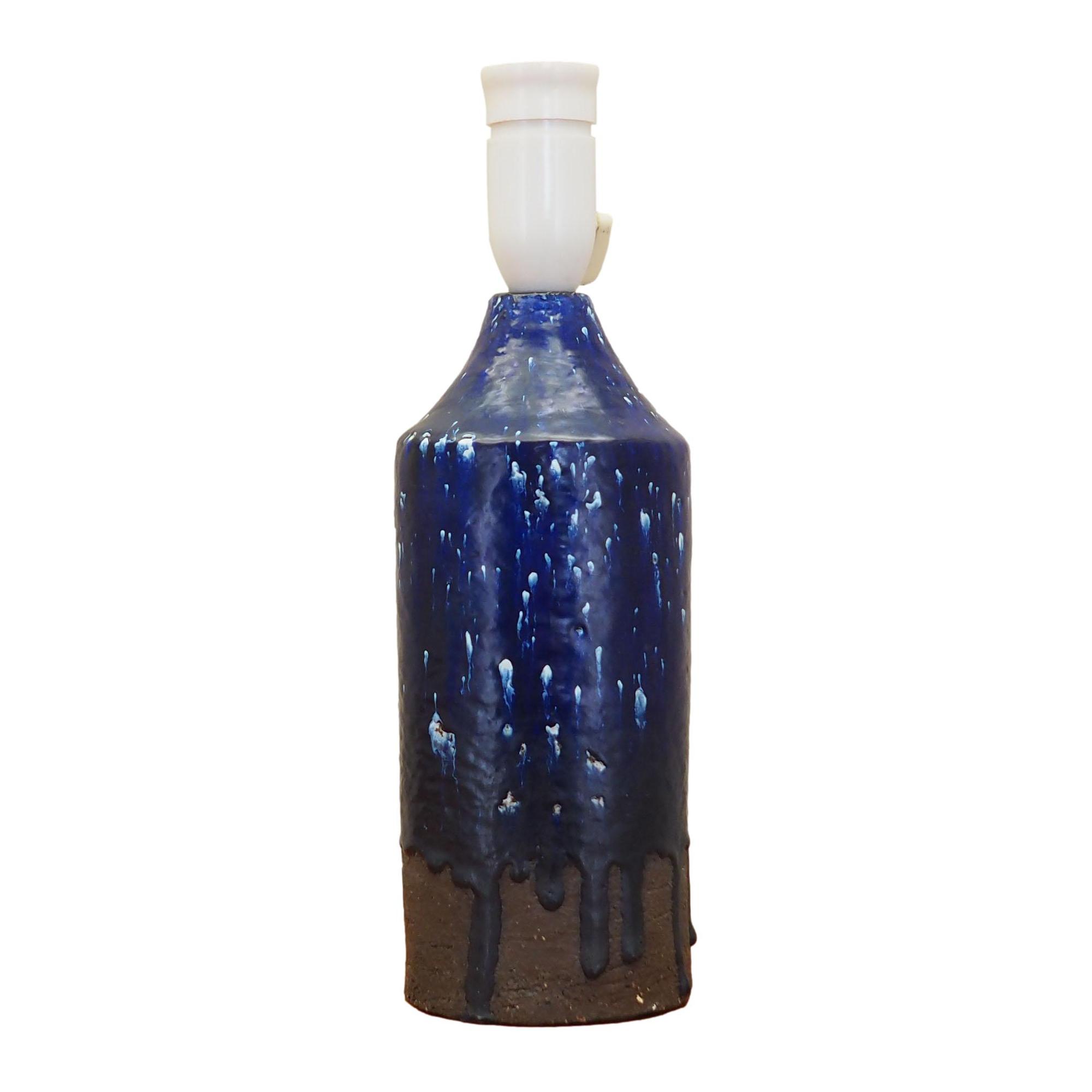 Tischlampe Keramik Blau 1960er Jahre 0