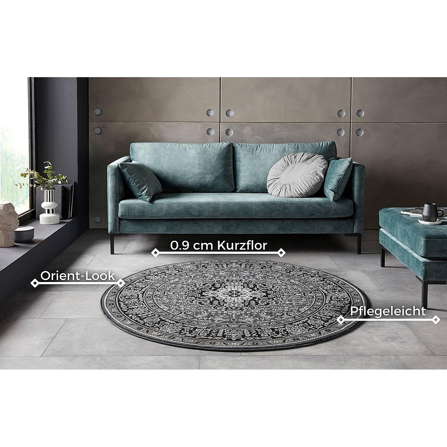 Kurzflorteppich Skazar Isfahan Dunkelgrau 4