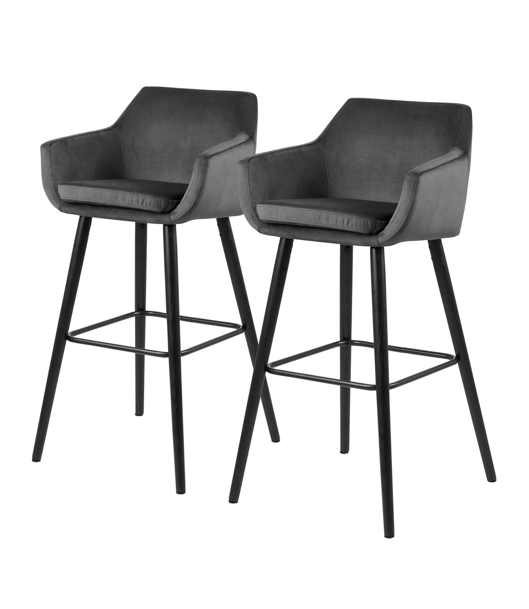 2x Barstuhl Nicholas III Samt Eiche Dunkelgrau 0