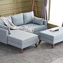 Bella Sofa Récamiere Links mit Hocker Blau 1