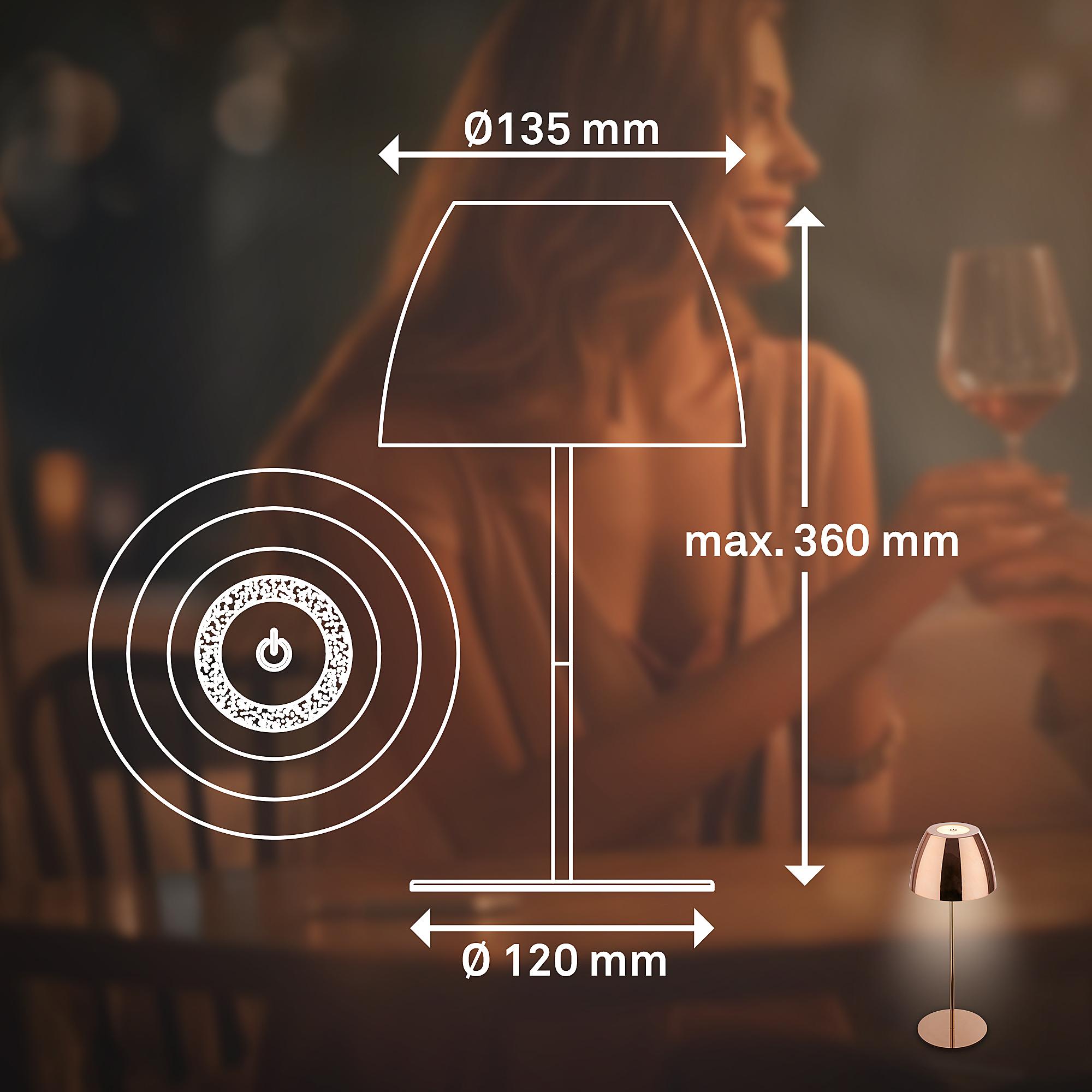 Serina LED Akku Tischleuchte Kupfer 4