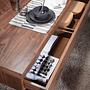 Rectangular coffee table walnut steel 4