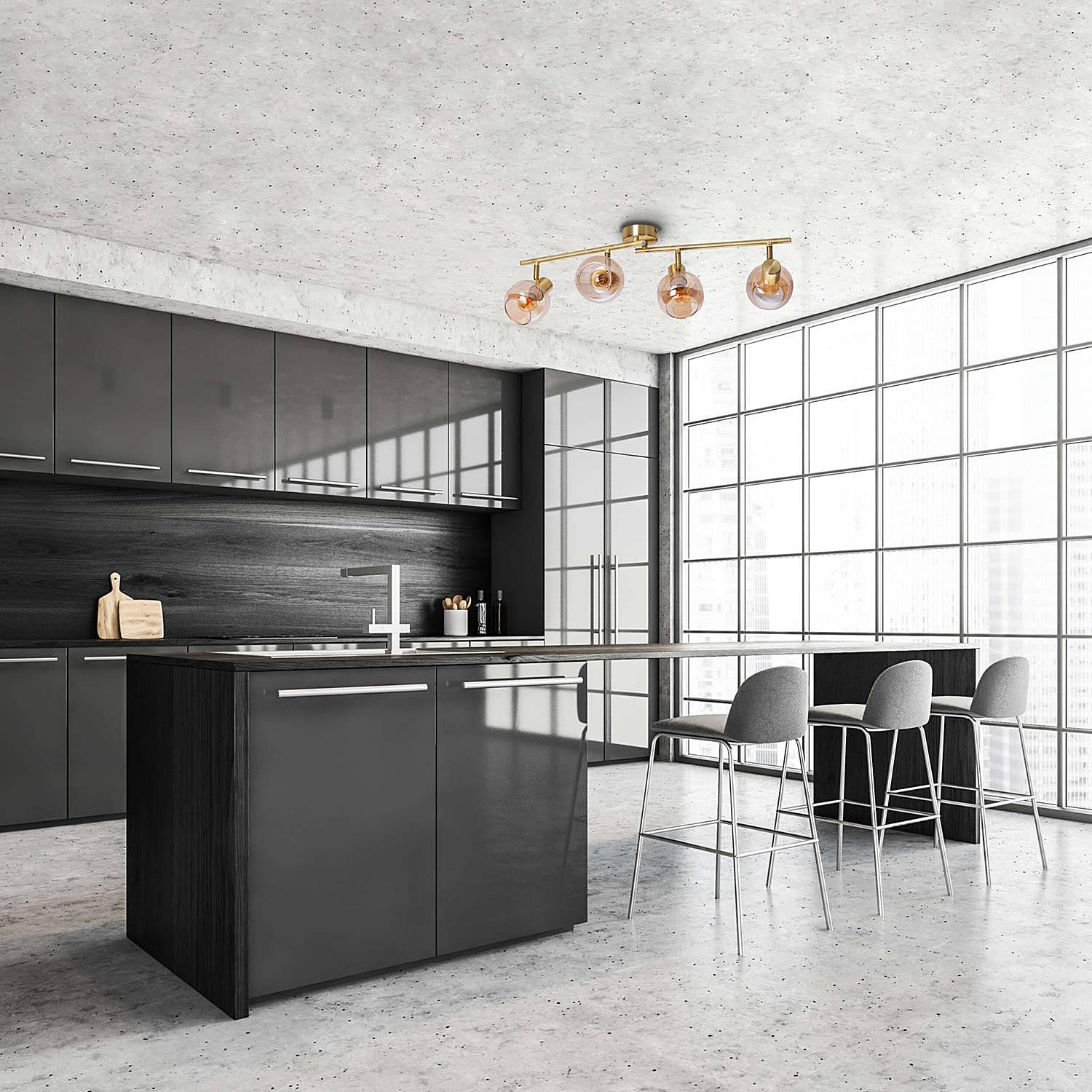 Libby Ceiling Light Clear Glass Iron 4-flame 1