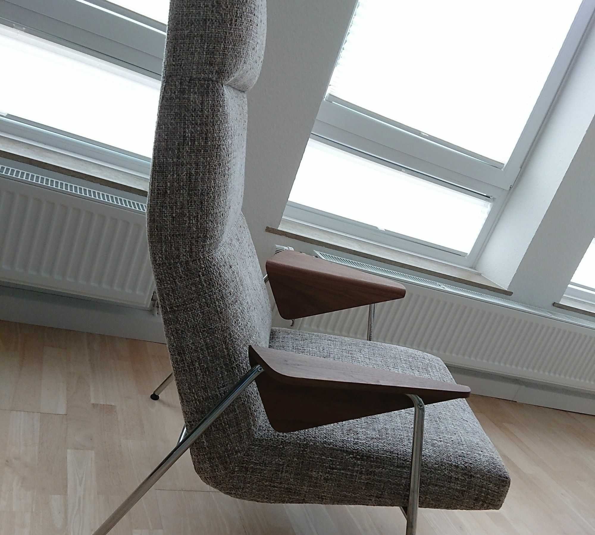 Votteler 368 Sessel inkl. Hocker Textil Metall Holz Grau 2