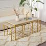 Defne Couchtisch Set Holz Travertine Gold 1