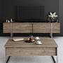 Luxe TV-Schrank Holz Walnuss Silber 2