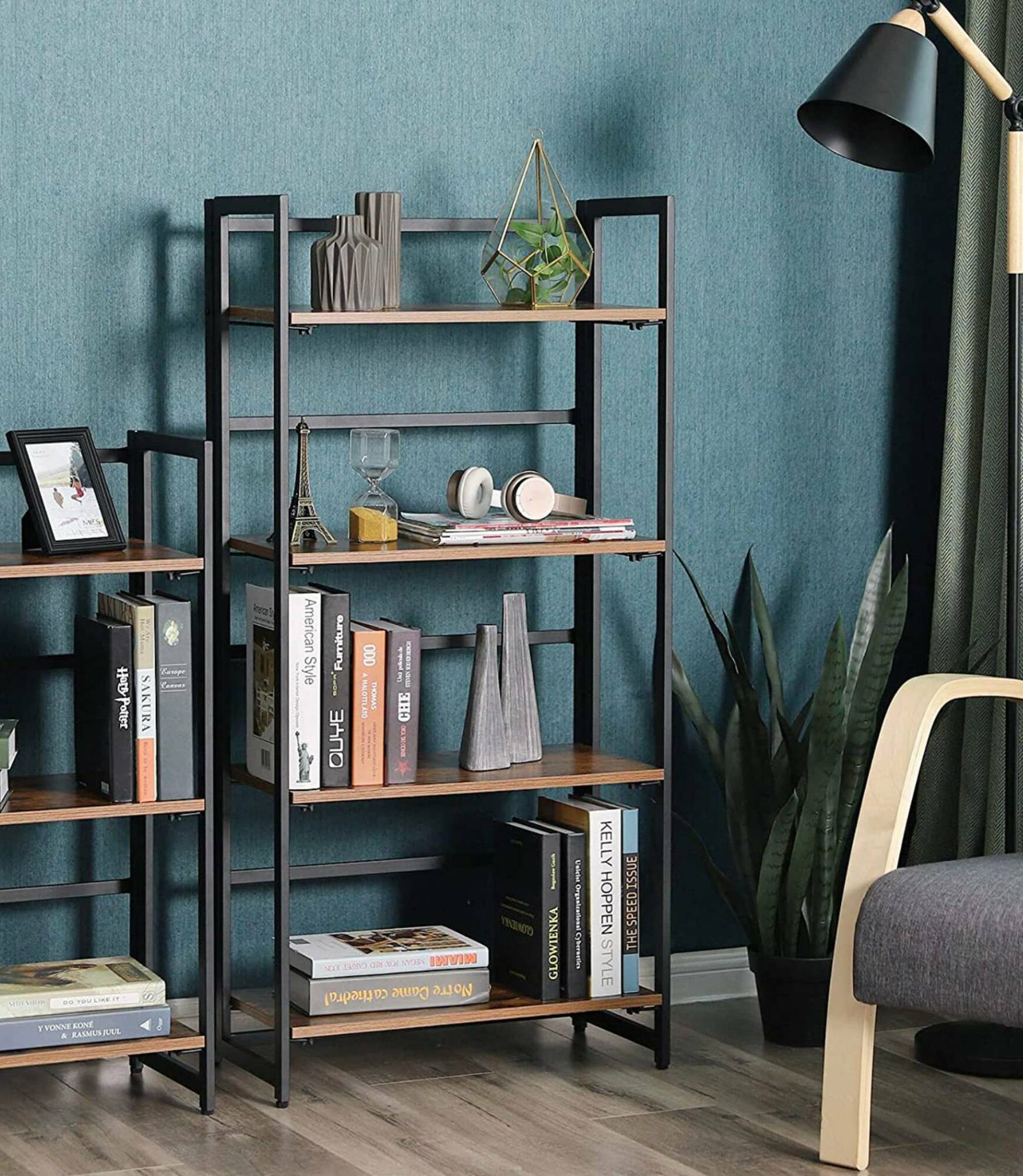 Regal Holz Metal Braun Schwarz 4