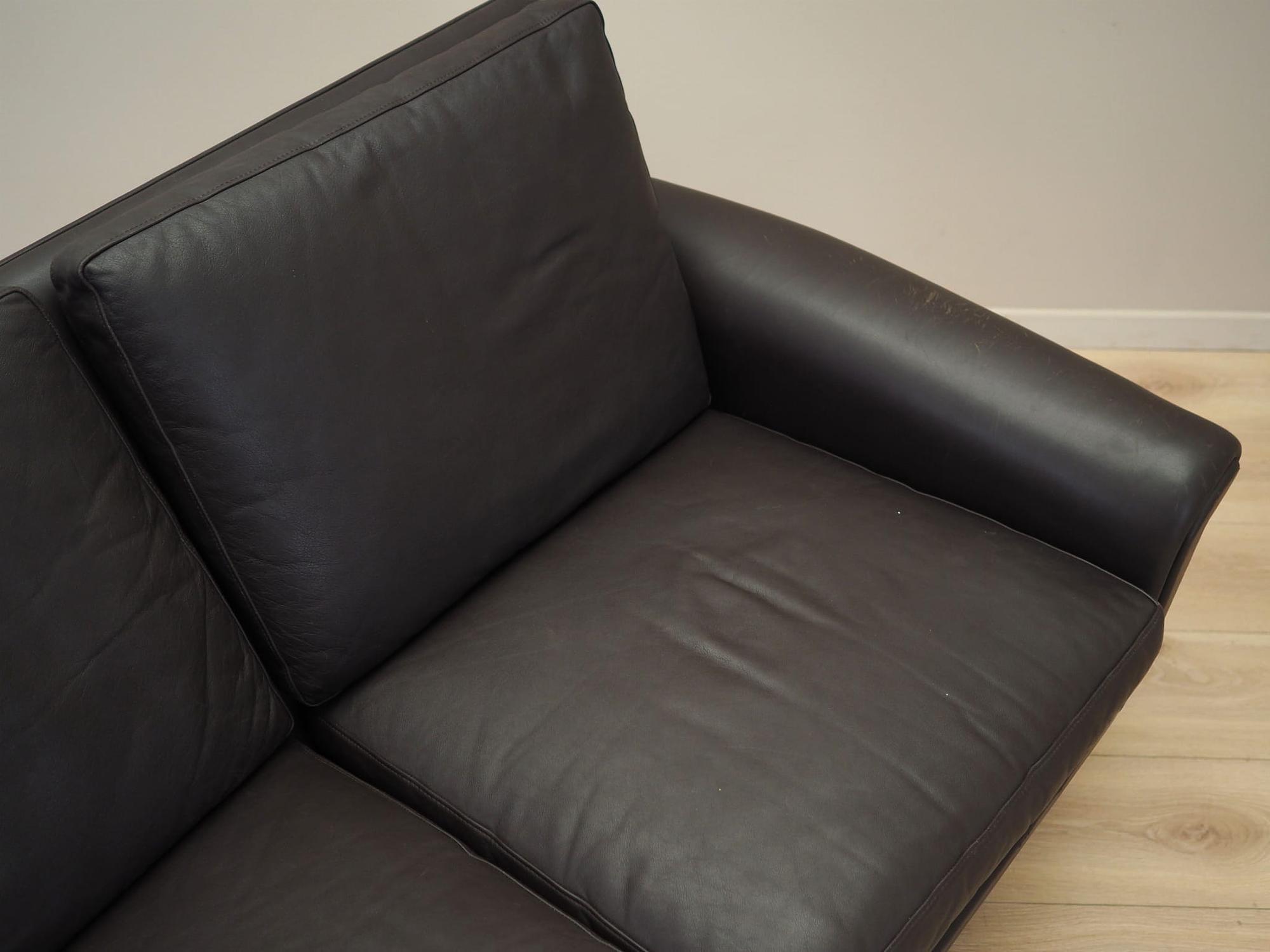 2-seater sofa leather brown 1960s 12