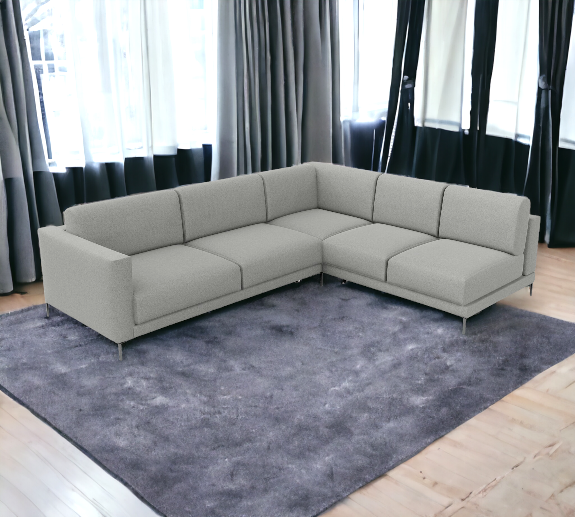 Tyme Ecksofa 4-Sitzer Feingewebe Schiefergrau 1