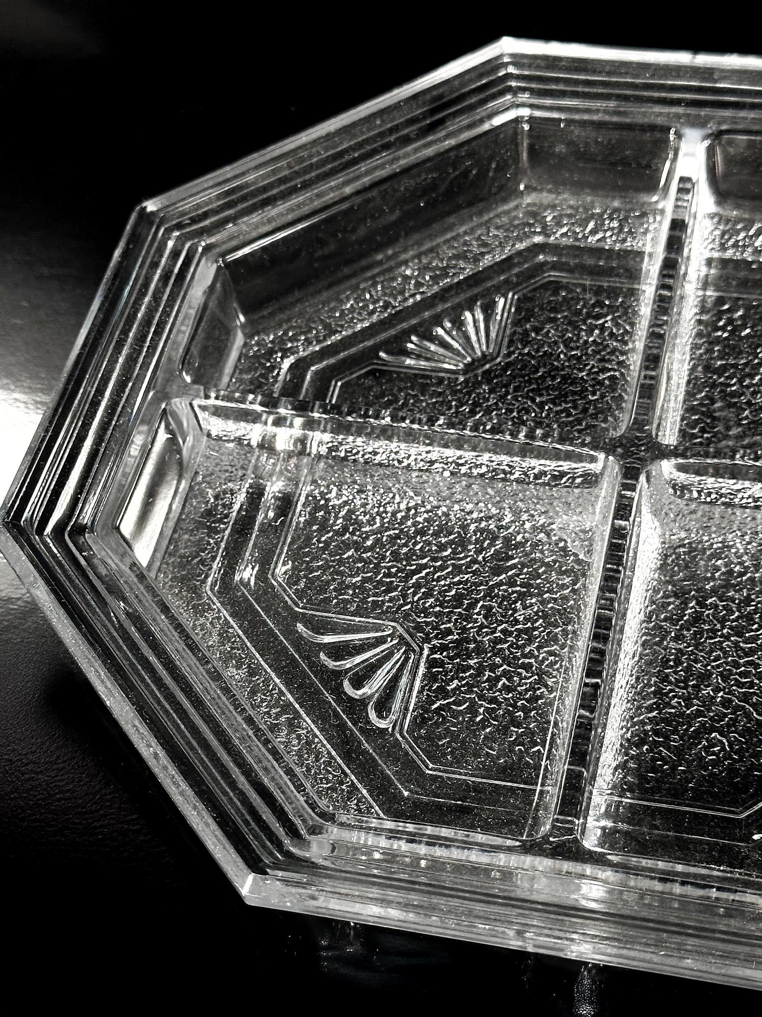 Vintage Art Deco Revival Teller Bleikristall 1980er Jahre 2