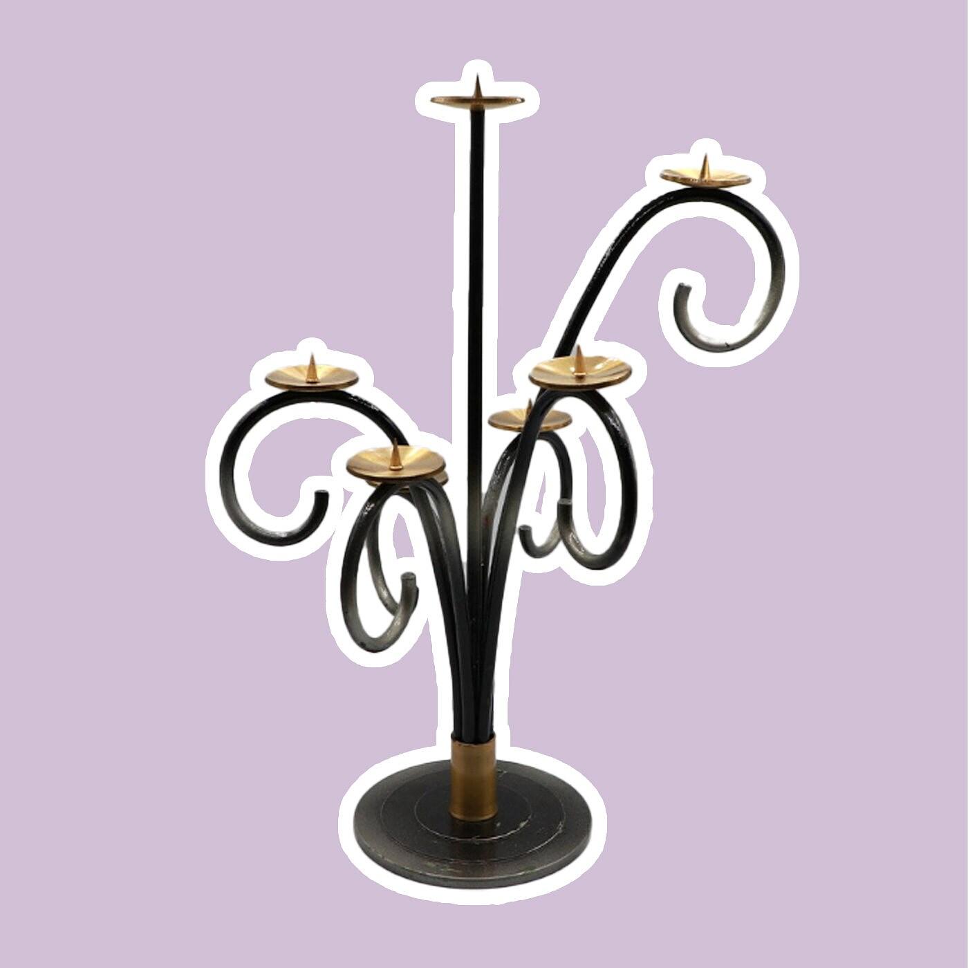 Candeliere vintage metallo ottone anni '70 1