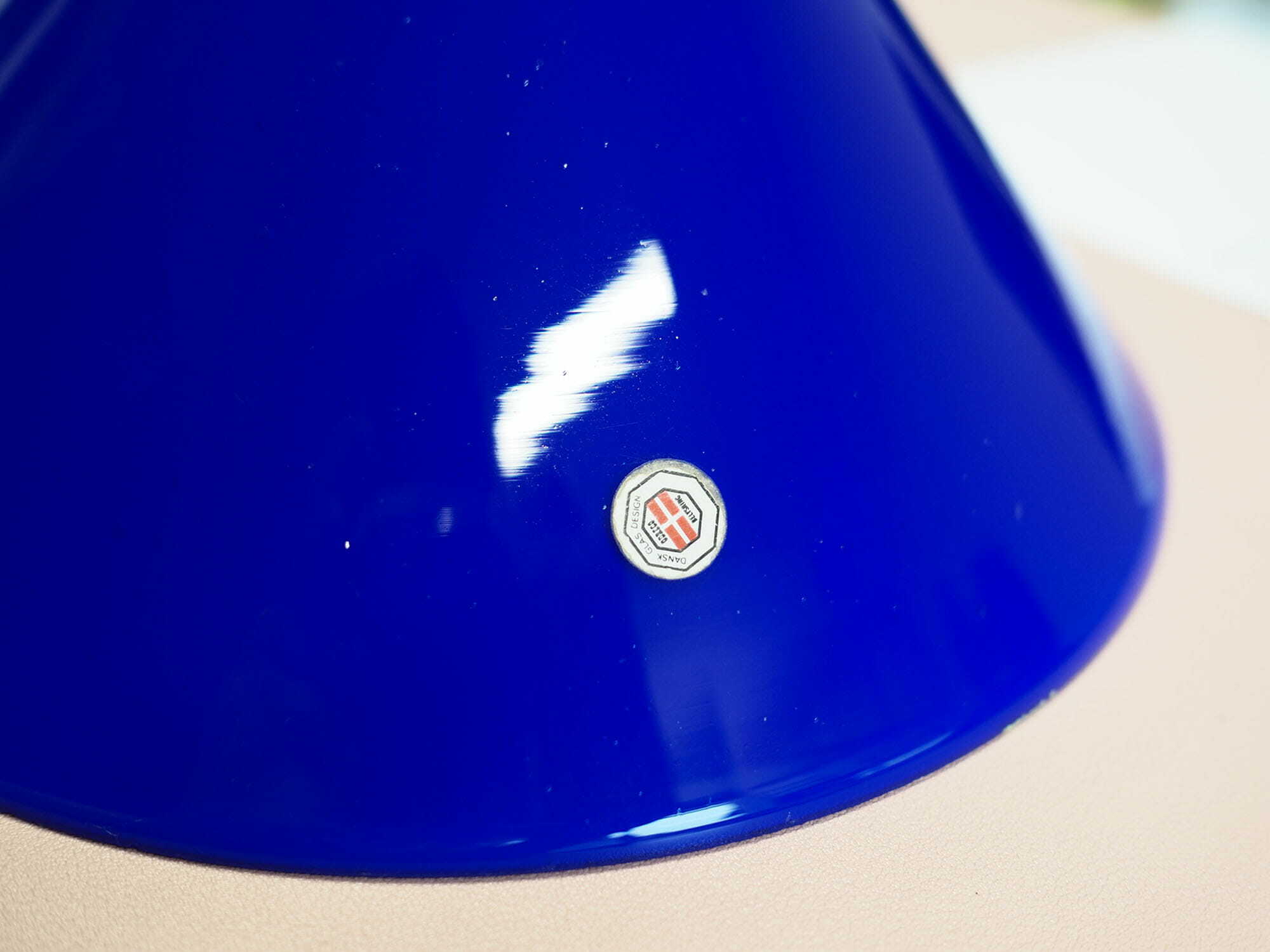Vintage pendant lamp glass metal blue 1970s 4