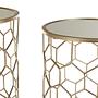 2x Arcana Runder Honeycomb Beistelltisch Metall Glas 6