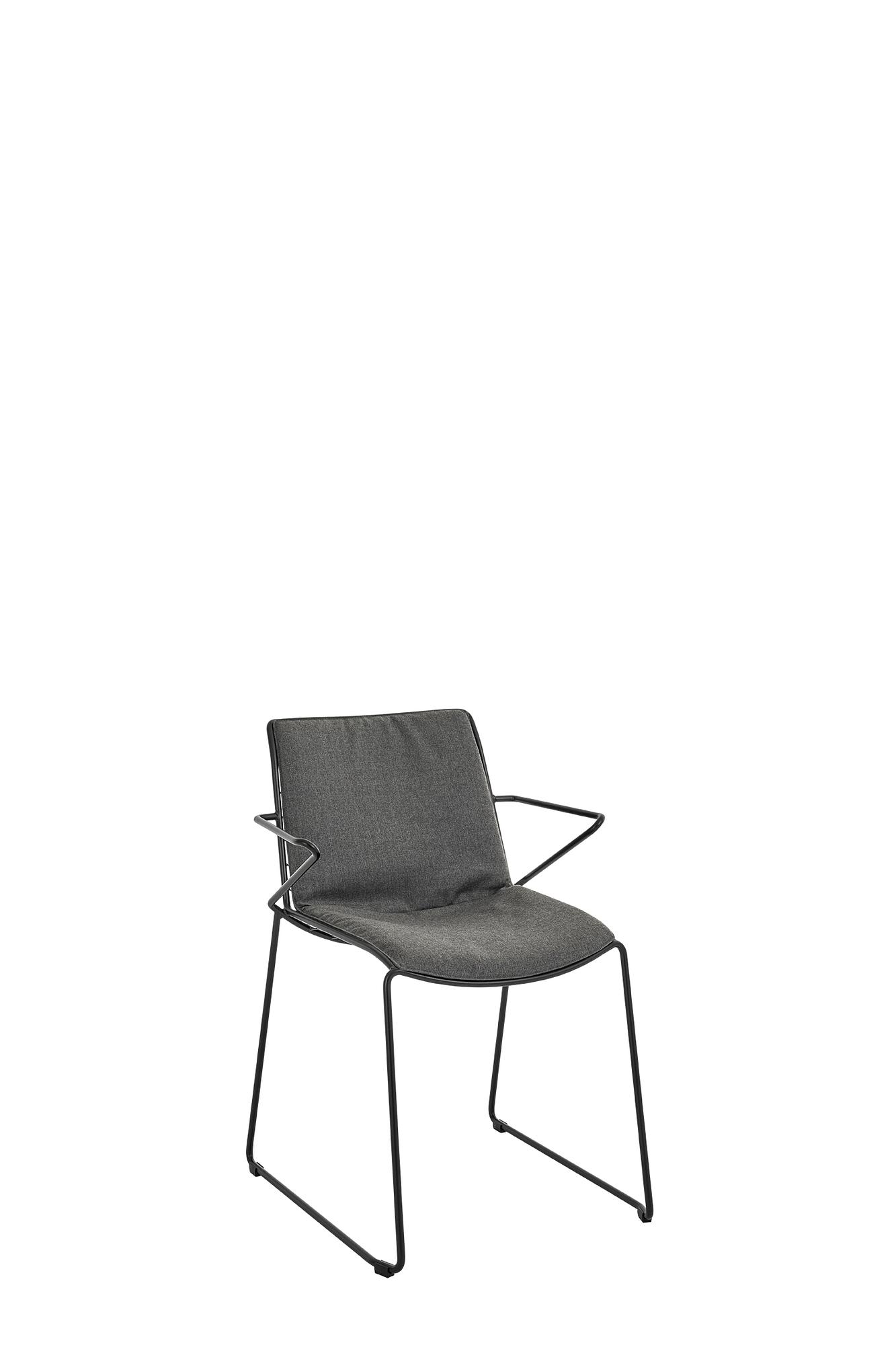 Racket Sessel Edelstahl Schwarz mit Sitz-/Rückenpolster 0
