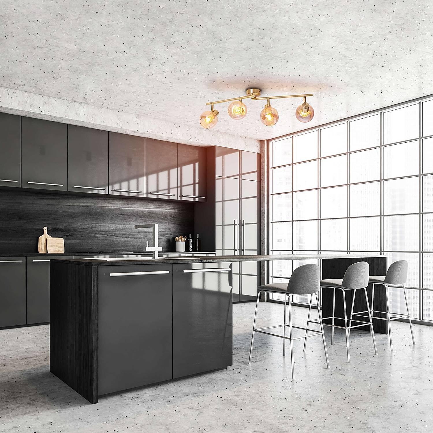 Libby Ceiling Light Clear Glass Iron 4-flame 2