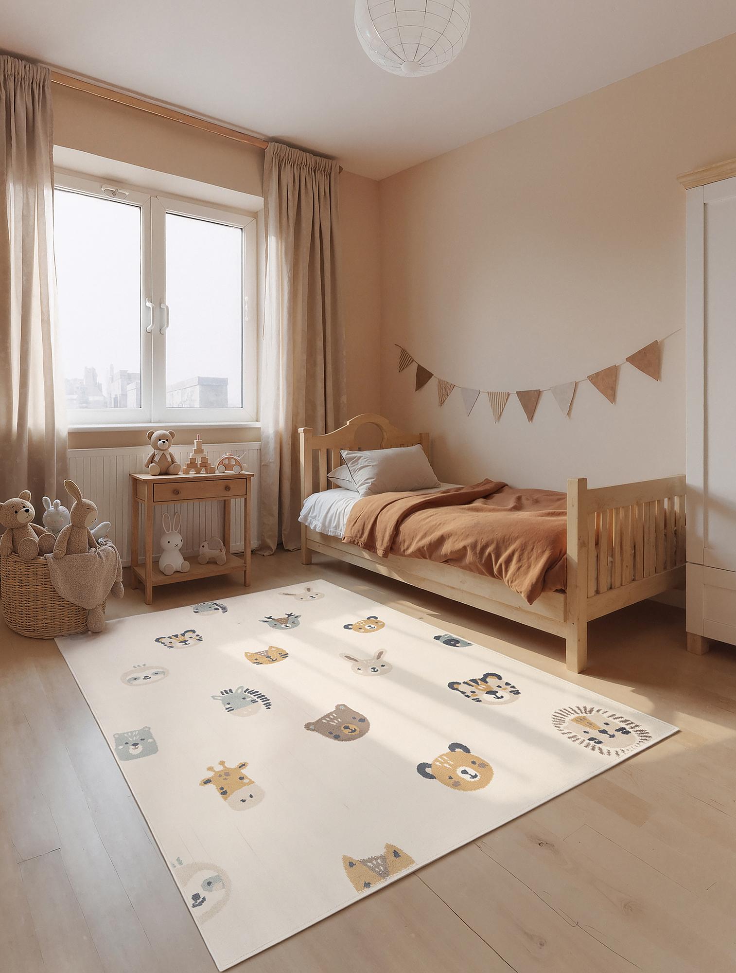 Children's Rug Tiny Zoo Polypropylene Jute Cream 120 x 170 cm 2