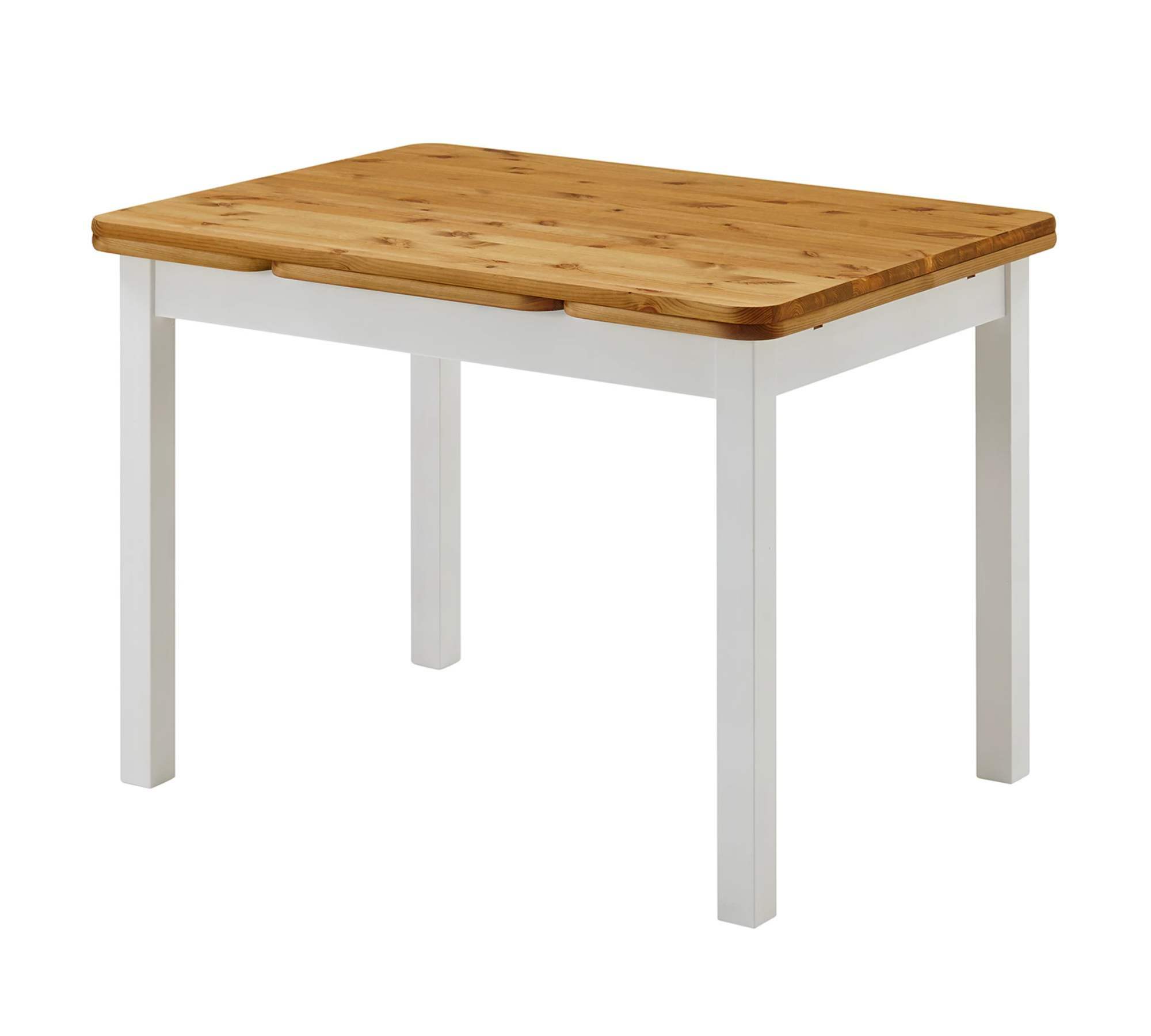Esstisch Massivholz Kiefer Weiß Ausziehbar 0