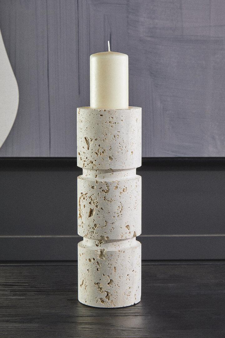Tibor Large Candlestick Travertine White 4