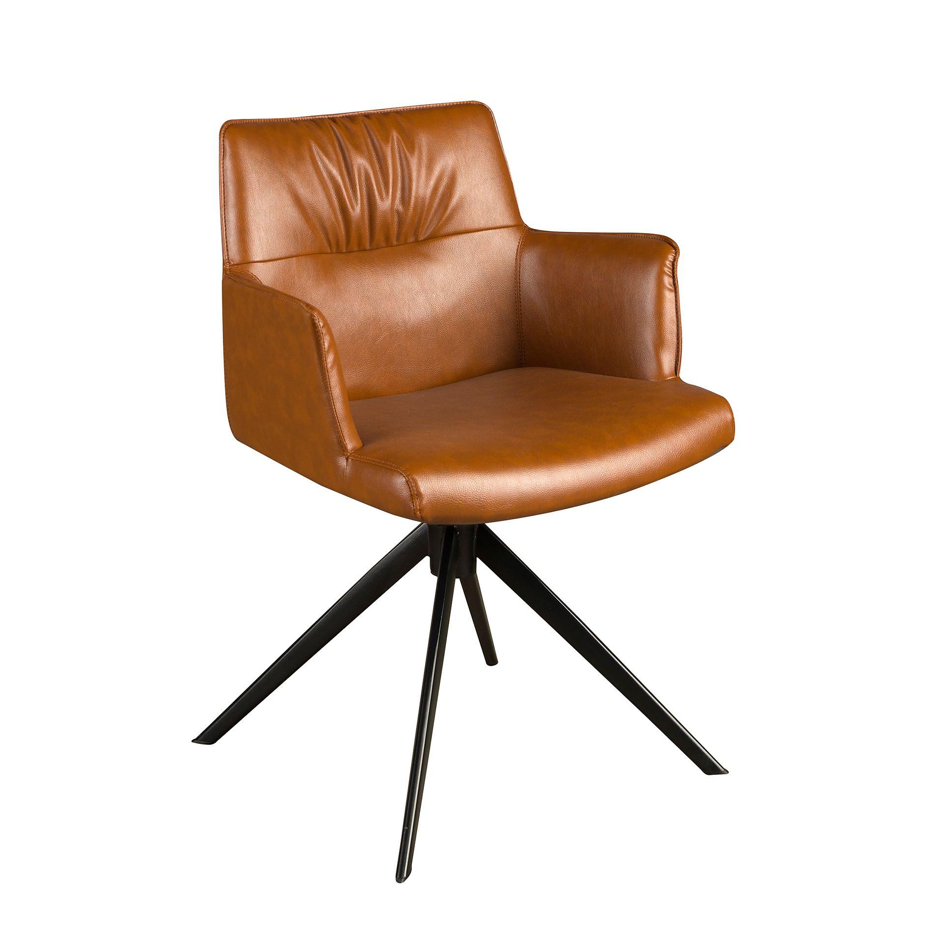 Swiveling chair faux leather brown 0
