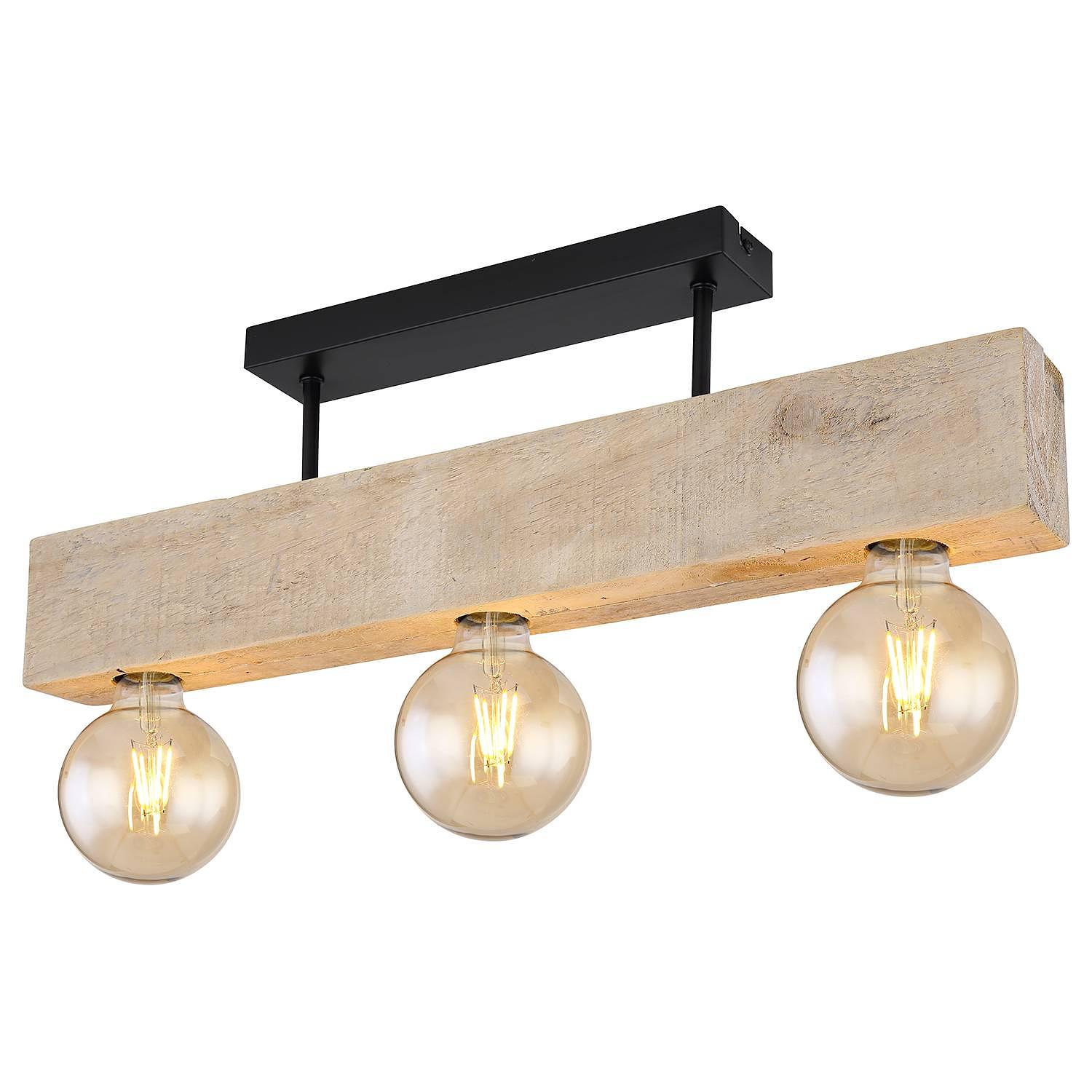 Adalie I Ceiling Light 3-bulb Solid Wood Iron 1