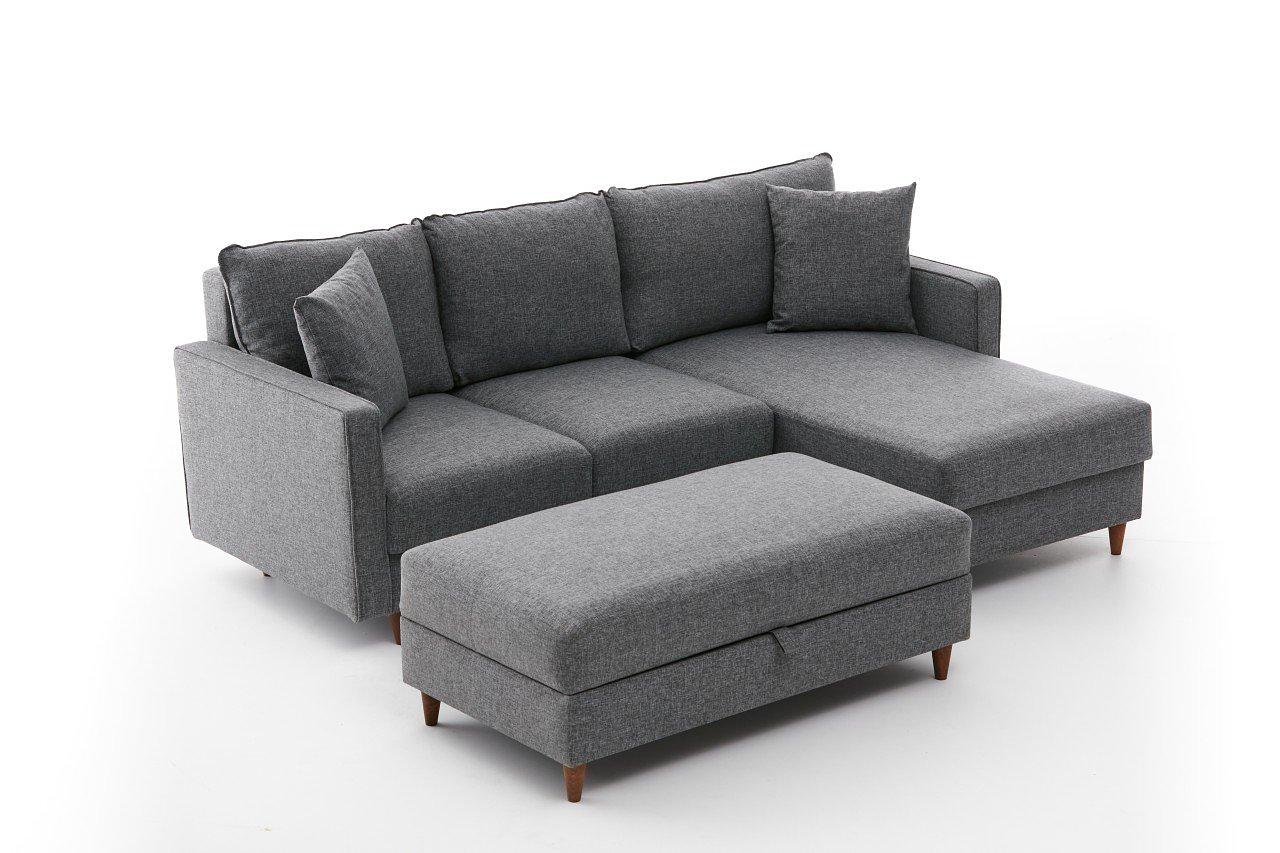 Eva Sofa Récamiere Rechts mit Hocker Grau 5