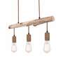 Pendant lamp 3-flame Metal Wood Brown 0