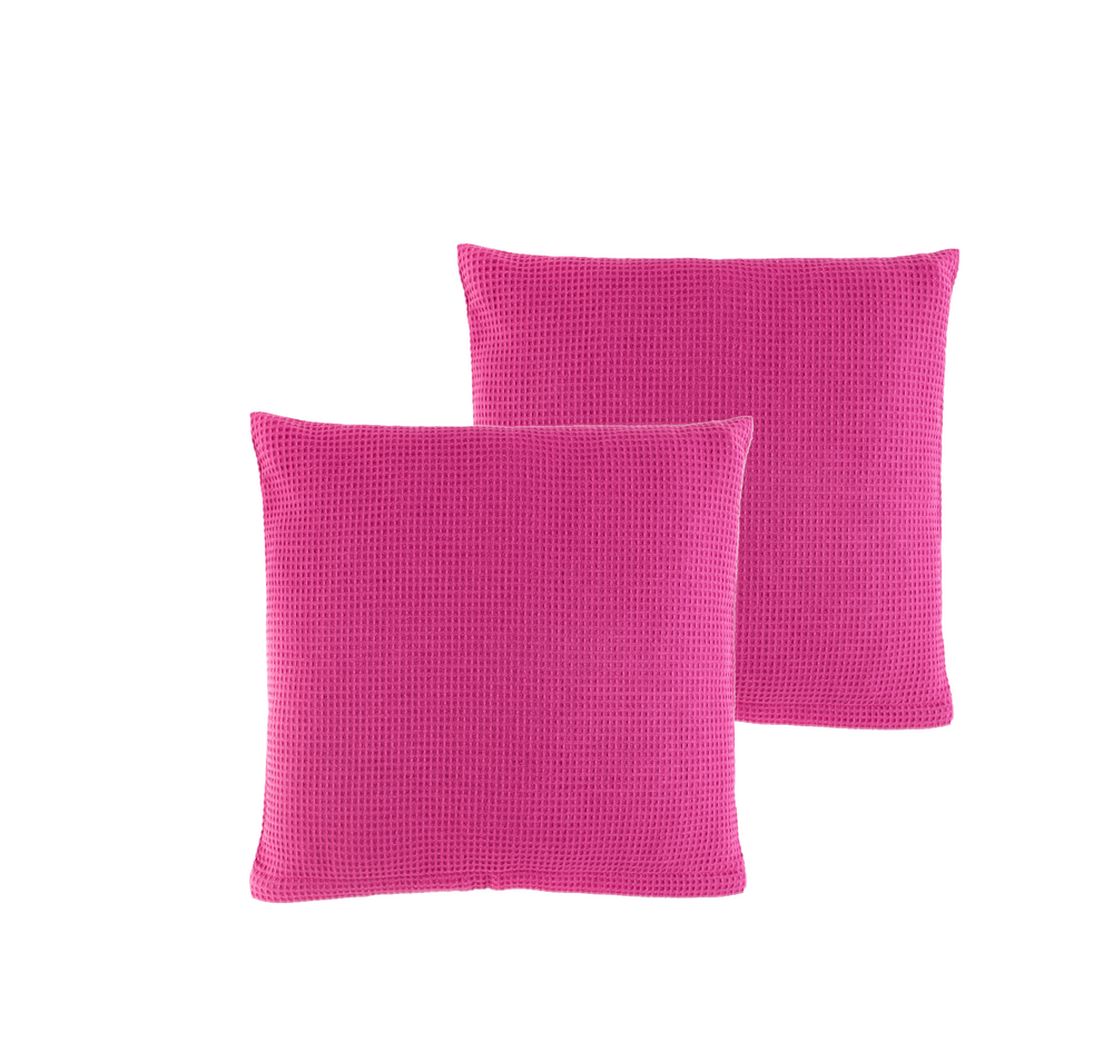 2x Kissenhülle aus Waffelpiqué 100% Baumwolle Pink 0