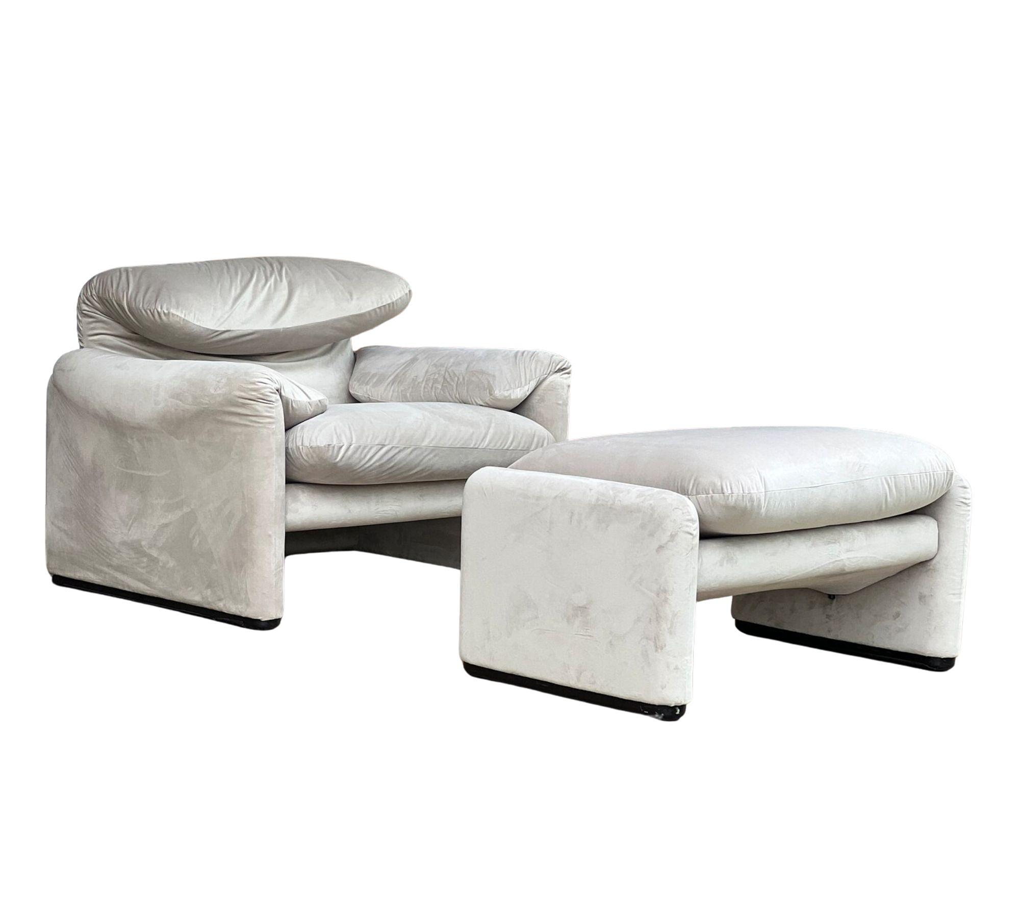 Vintage Maralunga Lounge Chair & Ottoman V. Magistretti Grau 0