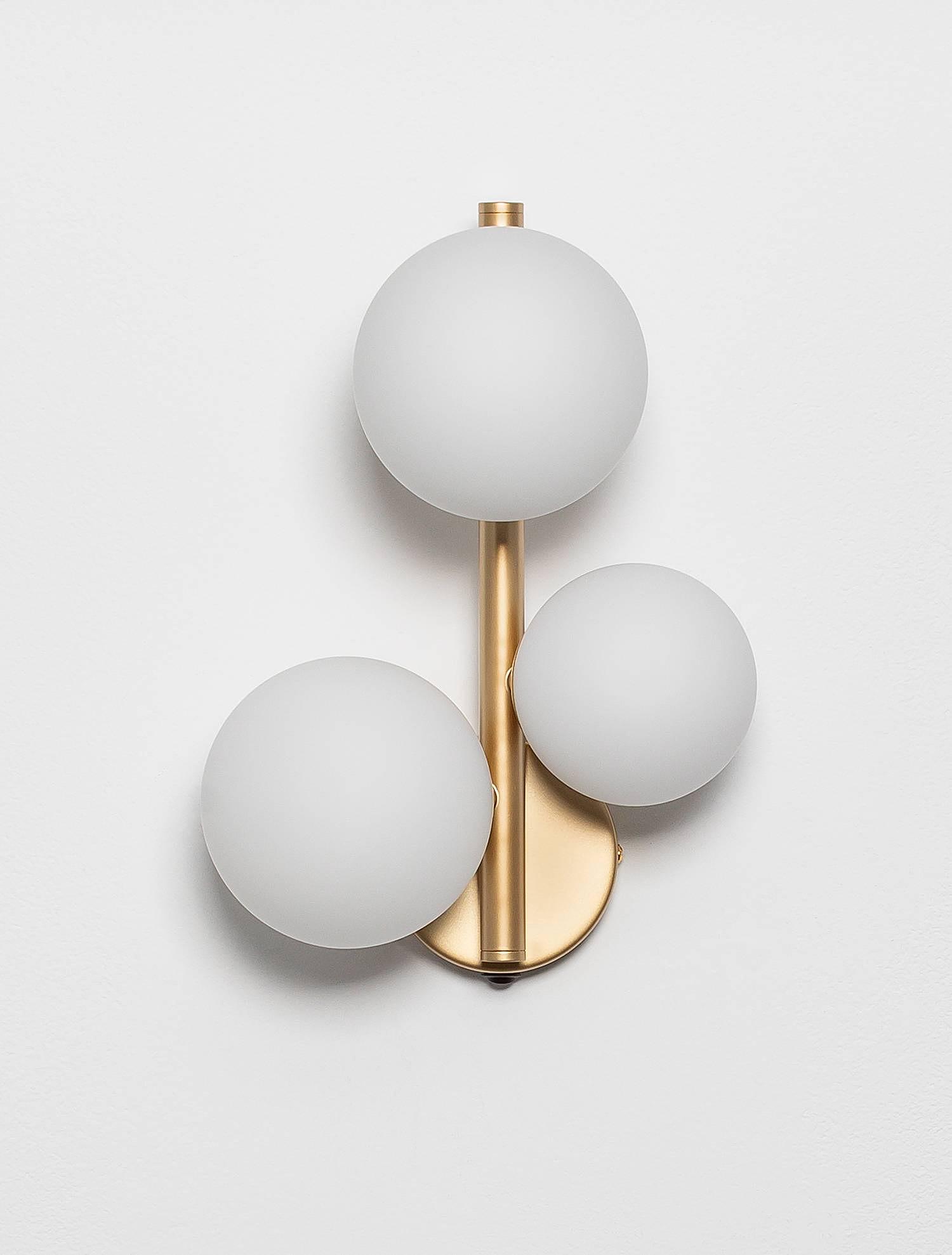 3-light Odillia Type A Wall Light Clear Glass Aluminium Gold 3