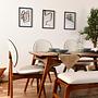 Touch Dining table set 6-pc. Nubuck leather Cream 2