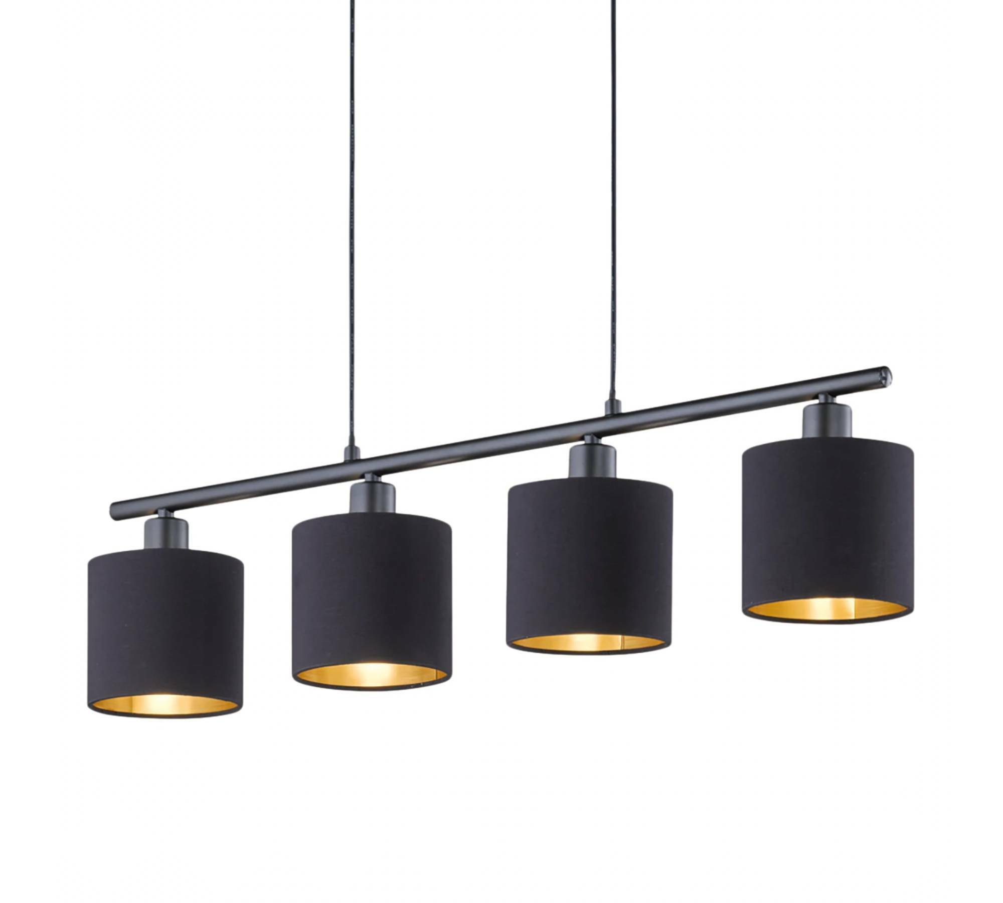 4-flame pendant lamp Cotton fabric Iron Black 0