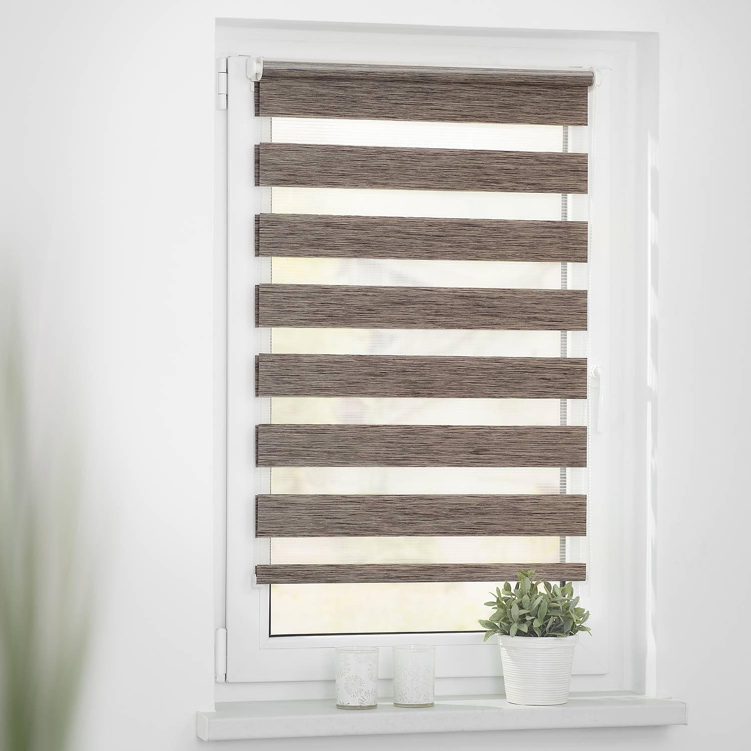 Klemmfix Duo Rollo meliert Polyester Hellbraun 45 x 150 cm 4