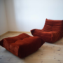 Togo Armchair and Ottoman Set Cord Amber Orange 0