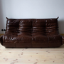 Togo Sofa 3-Sitzer Hochglanzleder Dunkelbraun 1