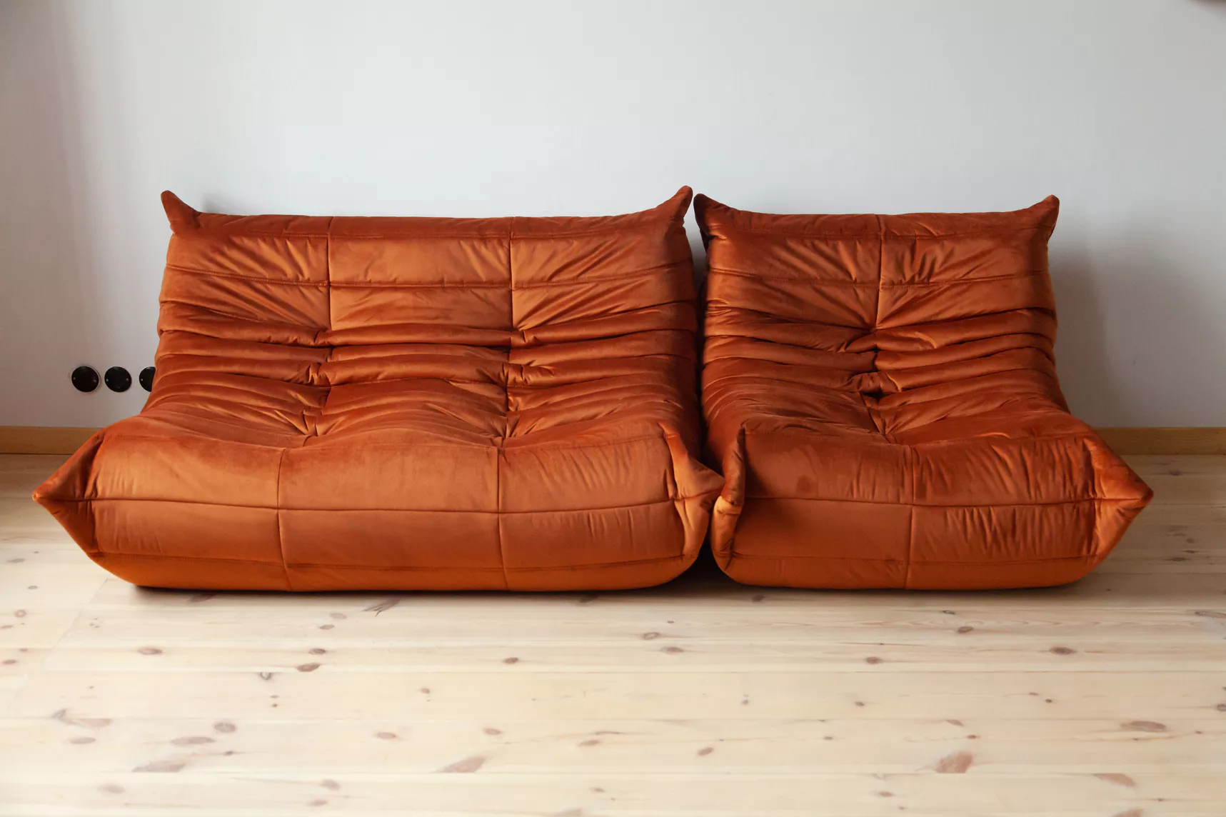 Togo Lounge Set 2-piece Velvet Amber-Orange 1