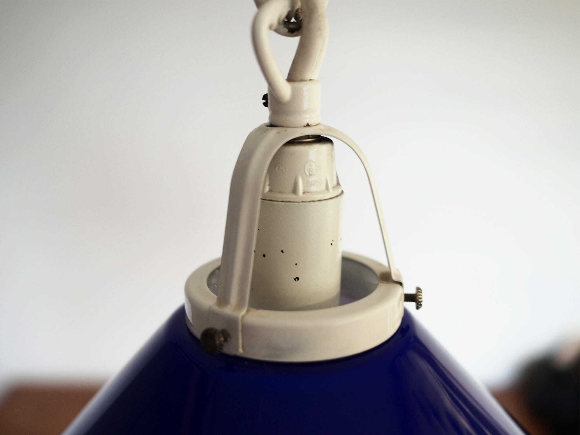 Vintage pendant lamp glass metal blue 1970s 3